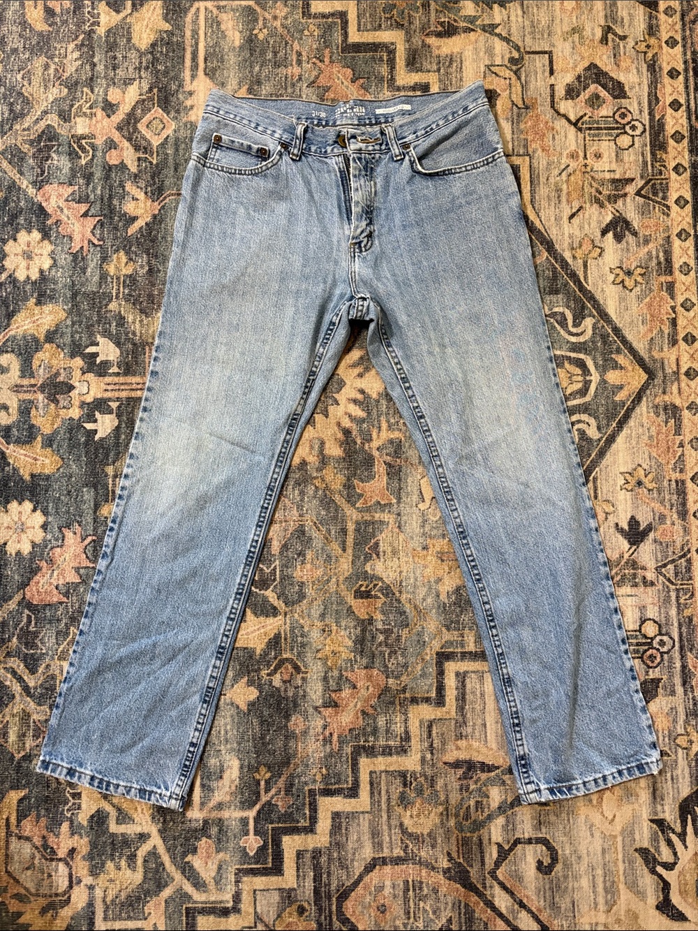 Vintage Classic Men's Light Blue Straight-Leg Jeans